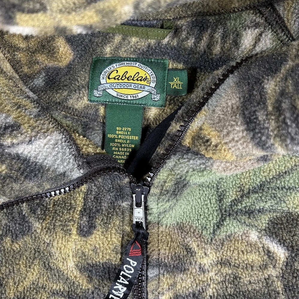 Cabela's Mens XL Real Tree Camo Fleece Full Zip Outdoor Hunting Jacket #2504 - Picture 2 of 10